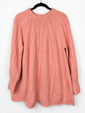 Soft Surroundings 2X Pink Cable Knit Swing Sweater Tunic Cottagecore Cozy